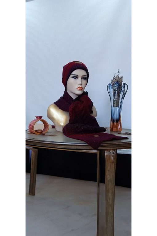 Bordo Simli Atkı Bere